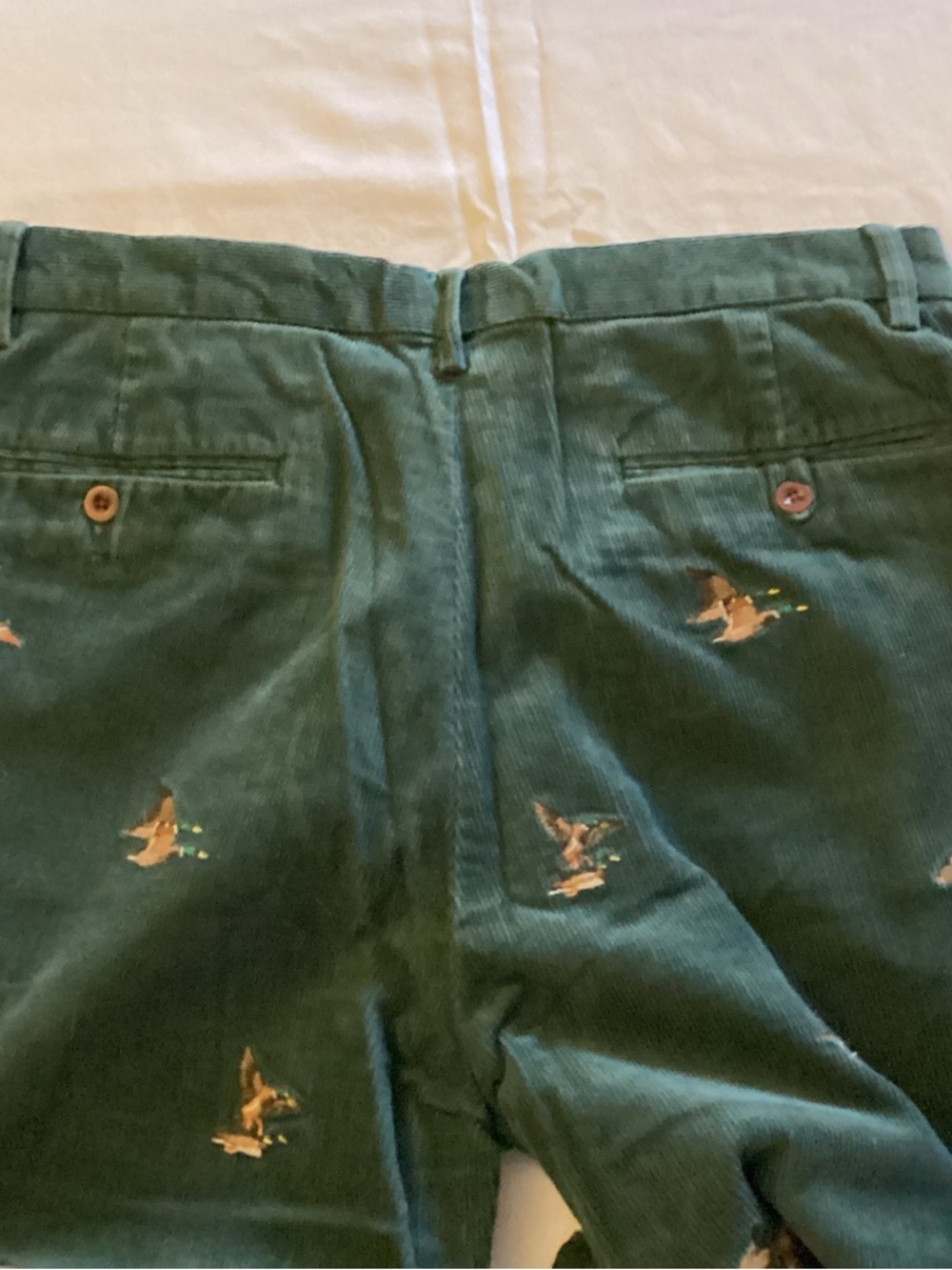 Ralph Lauren Dark Green Corduroy Pants with Embroidered Duck Motif - Picture 3 of 5
